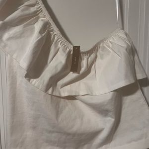 White NWT jCrew one shoulder crop top